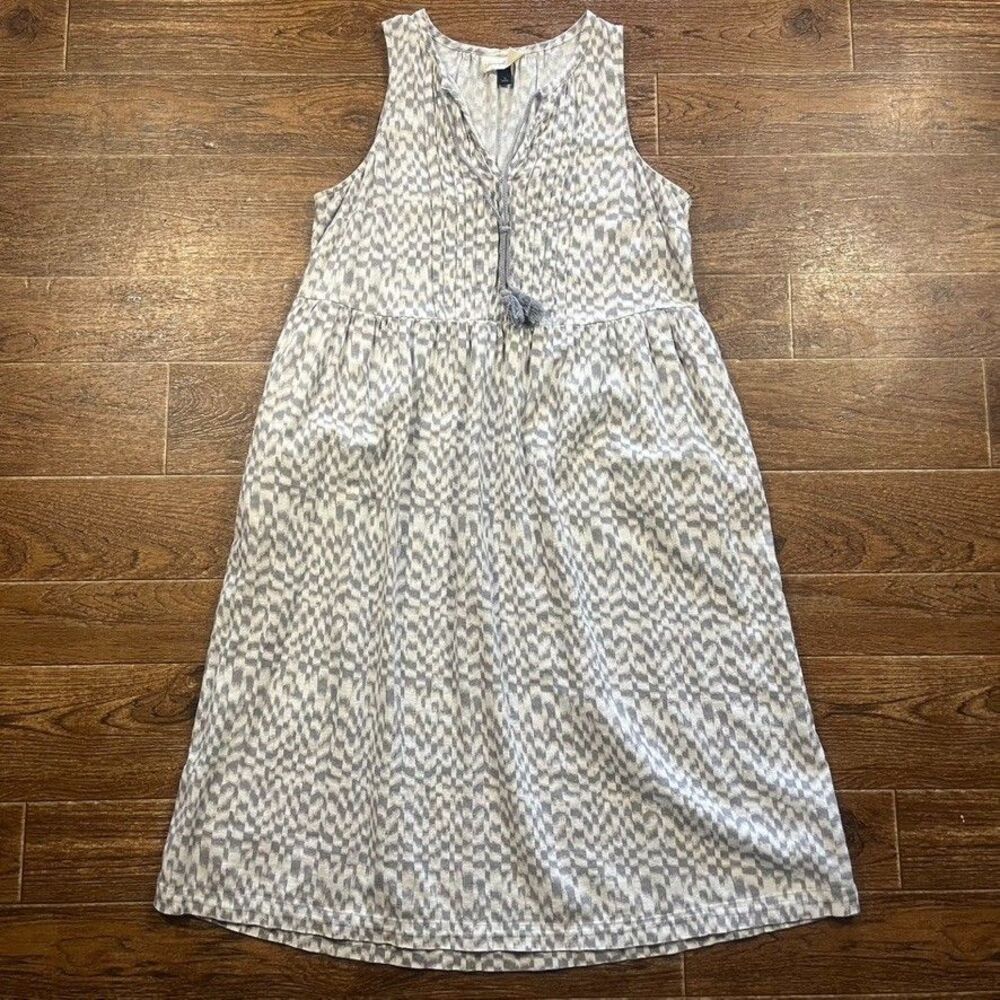 Universal Thread Linen Blend Dress Small Midi Geometric Boho Cottagecore